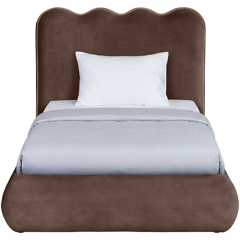 Meridian Furniture Tempo Brown Velvet Upholstered Twin Bed
