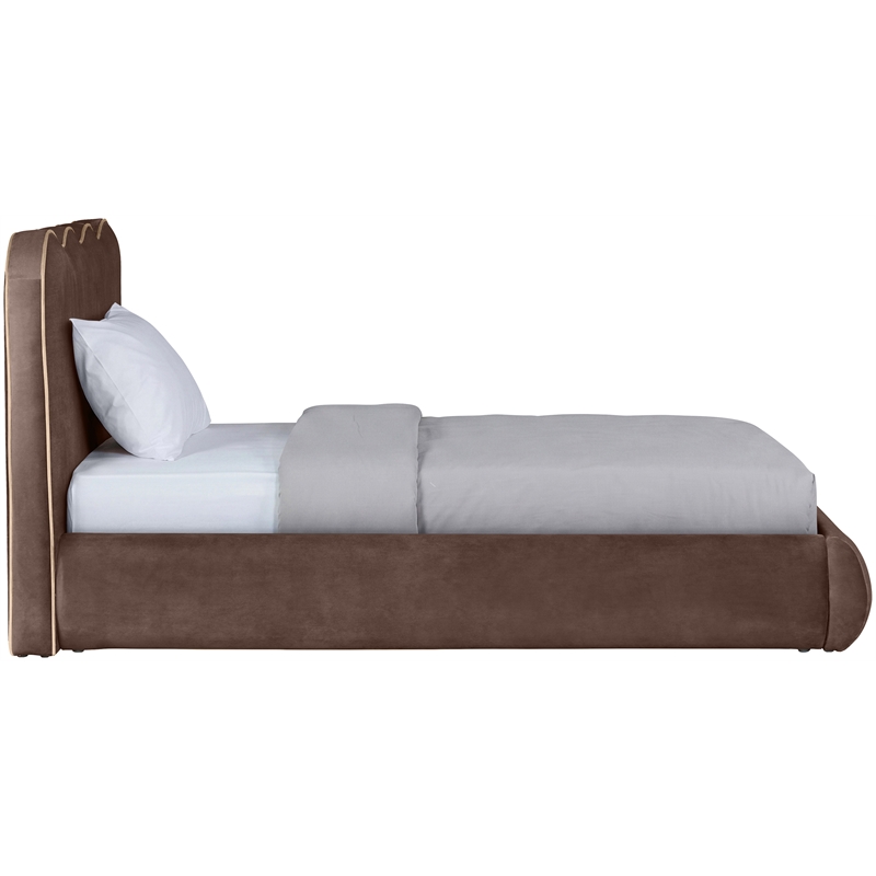 Meridian Furniture Tempo Brown Velvet Upholstered Twin Bed