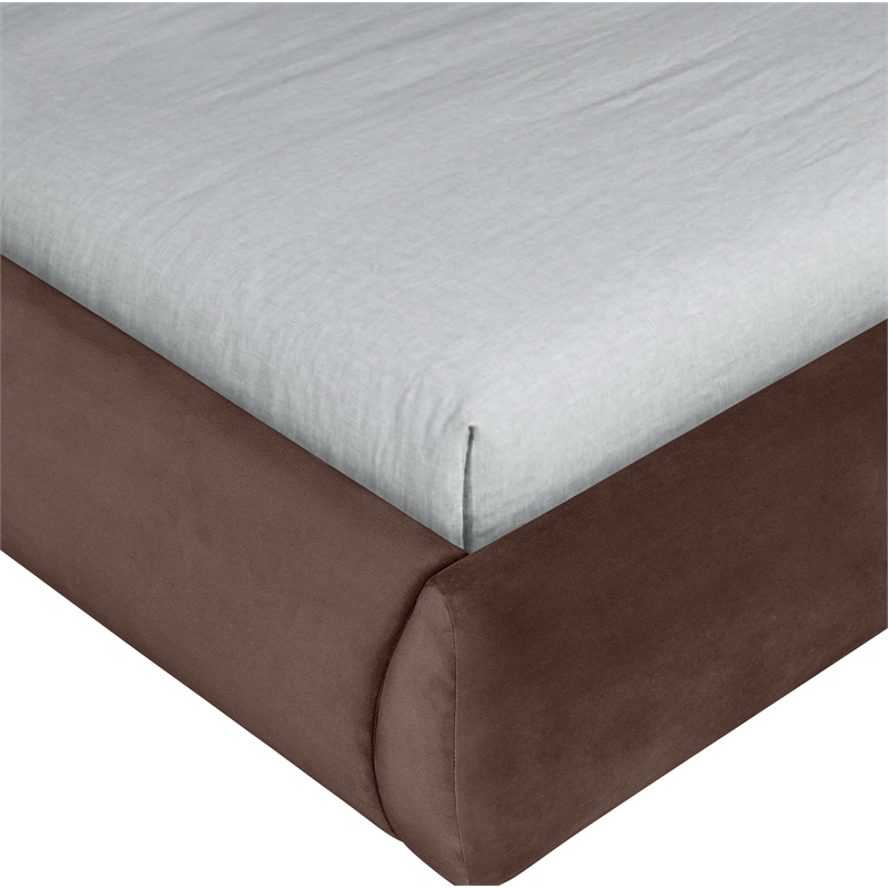 Meridian Furniture Tempo Brown Velvet Upholstered Twin Bed