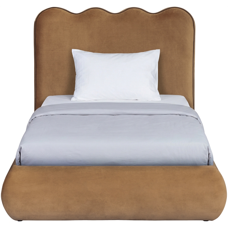 Meridian Furniture Tempo Saddle Velvet Upholstered Twin Bed
