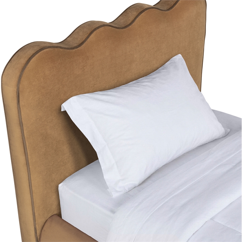 Meridian Furniture Tempo Saddle Velvet Upholstered Twin Bed