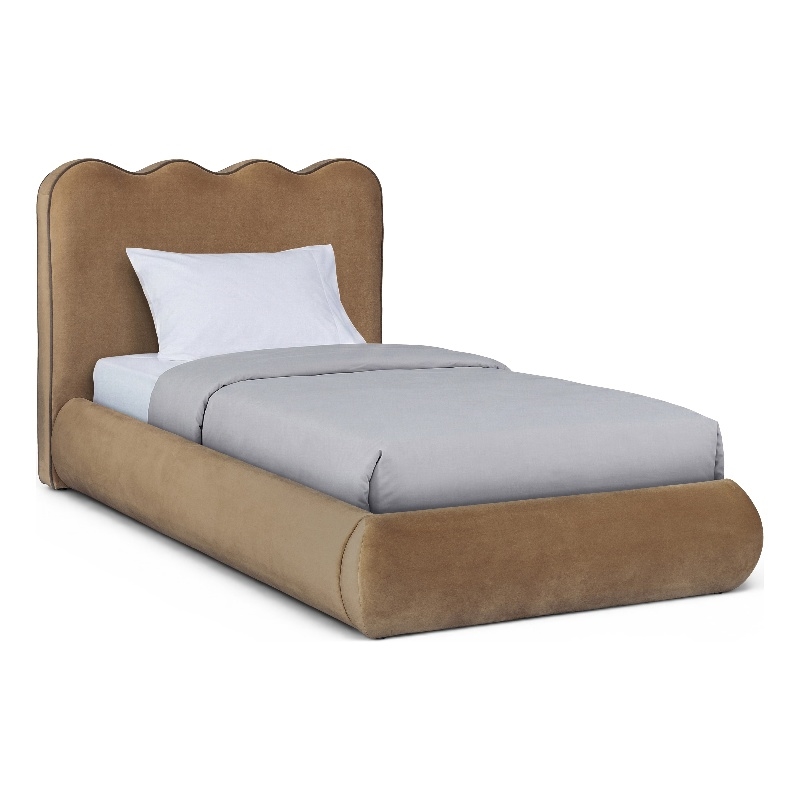Meridian Furniture Tempo Saddle Velvet Upholstered Twin Bed