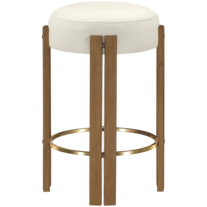 Meridian Furniture Harrison Cream Vegan Leather Upholstered Counter Stool
