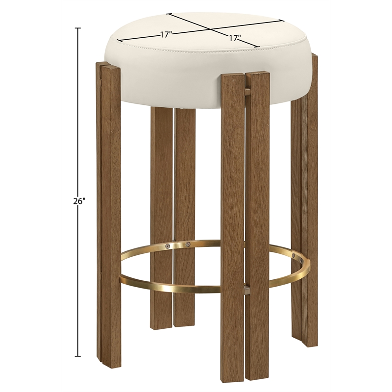 Meridian Furniture Harrison Cream Vegan Leather Upholstered Counter Stool