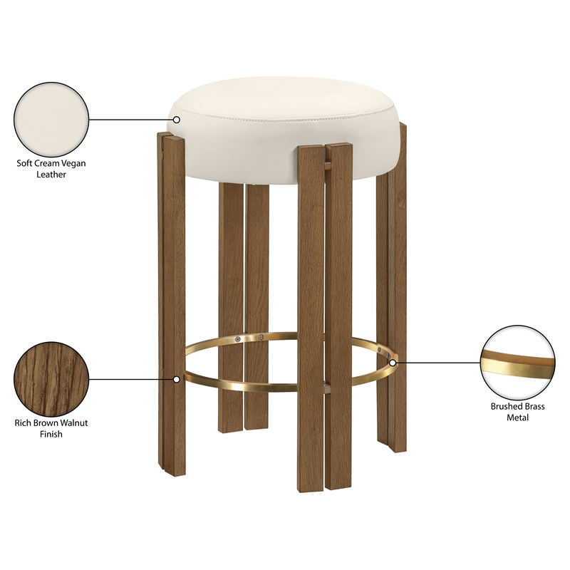 Meridian Furniture Harrison Cream Vegan Leather Upholstered Counter Stool