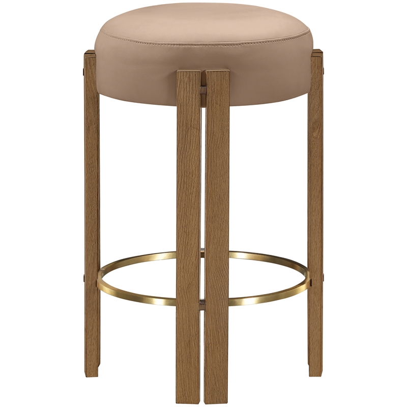 Meridian Furniture Harrison Tan Vegan Leather Upholstered Counter Stool
