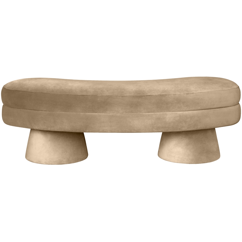 Meridian Furniture Zenna Beige Velvet Upholstered Bench