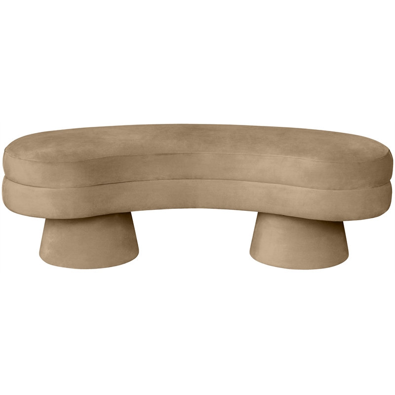 Meridian Furniture Zenna Beige Velvet Upholstered Bench