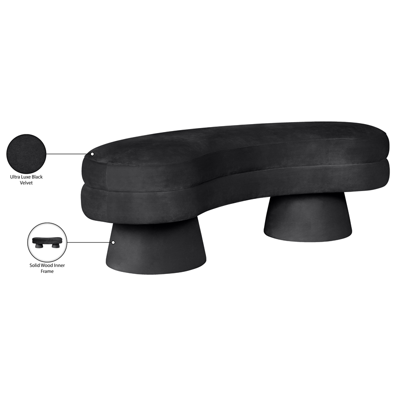 Meridian Furniture Zenna Black Velvet Upholstered Bench
