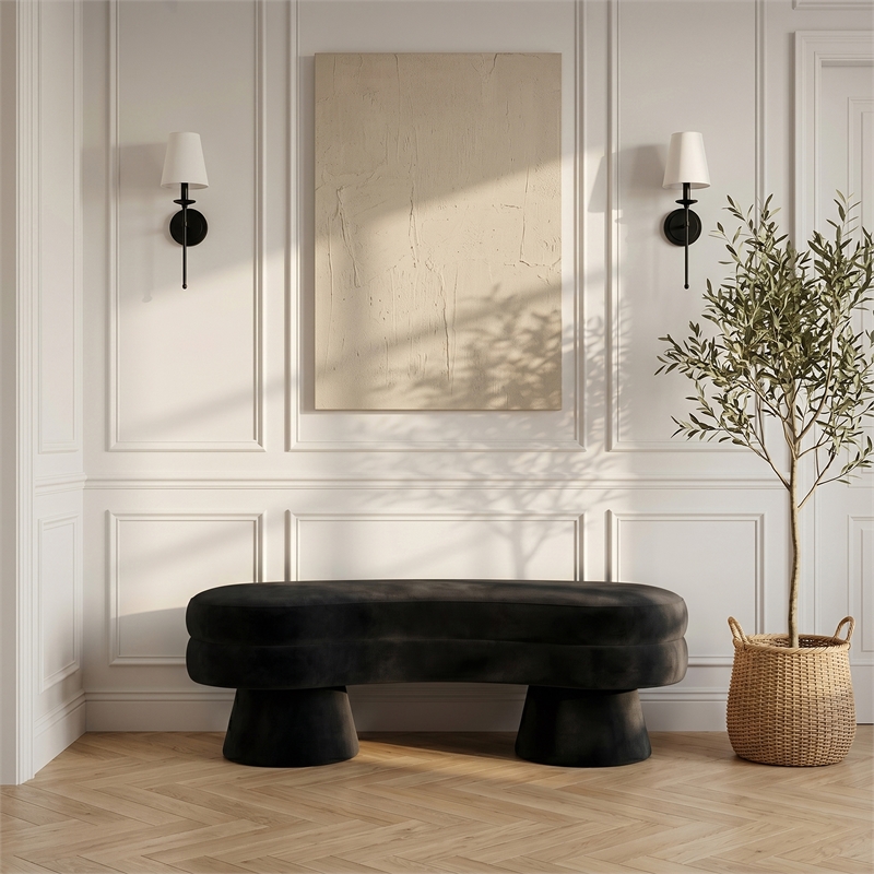 Meridian Furniture Zenna Black Velvet Upholstered Bench