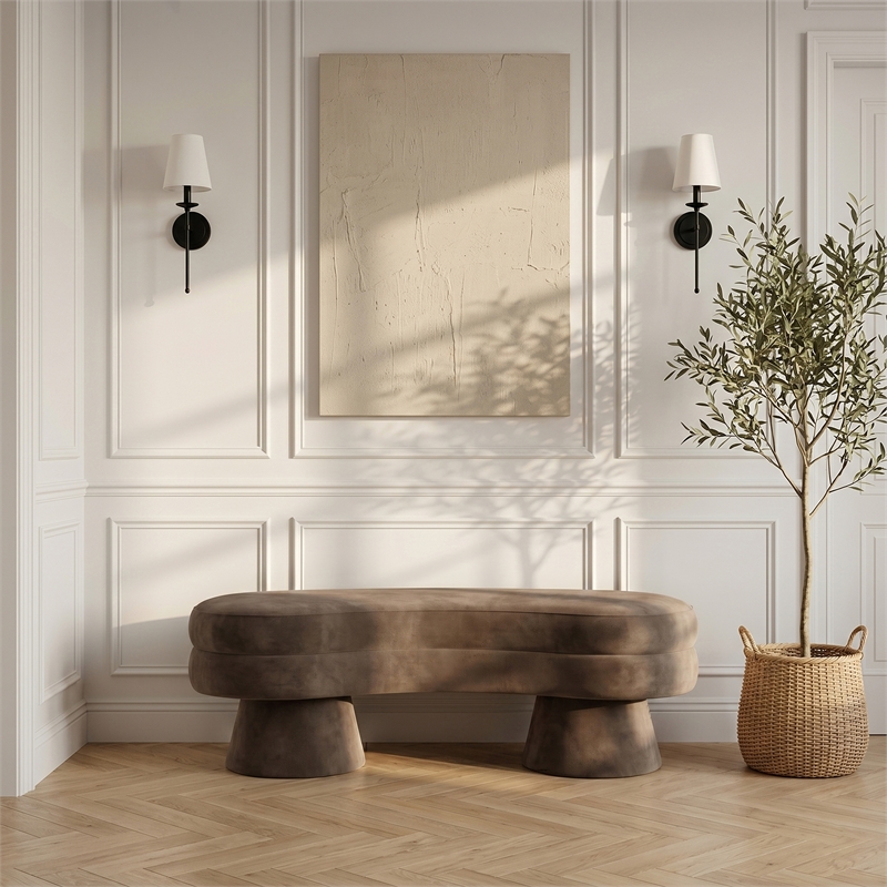 Meridian Furniture Zenna Brown Velvet Upholstered Bench