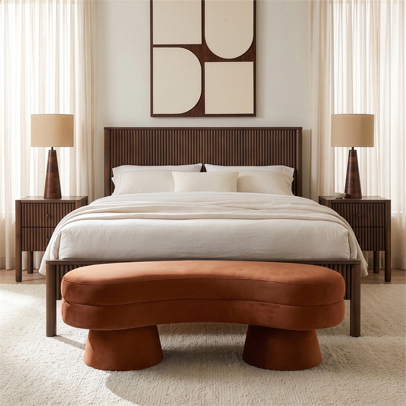 Meridian Furniture Zenna Cognc Velvet Upholstered Bench