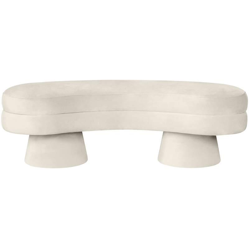 Meridian Furniture Zenna Cream Velvet Upholstered Bench