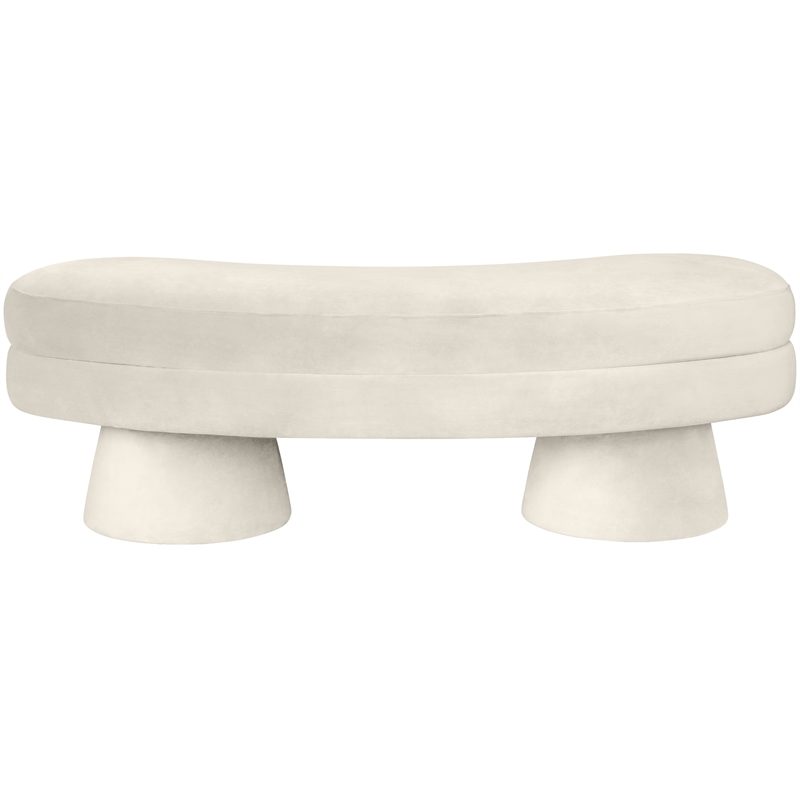Meridian Furniture Zenna Cream Velvet Upholstered Bench