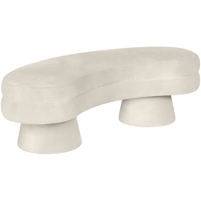 Meridian Furniture Zenna Cream Velvet Upholstered Bench