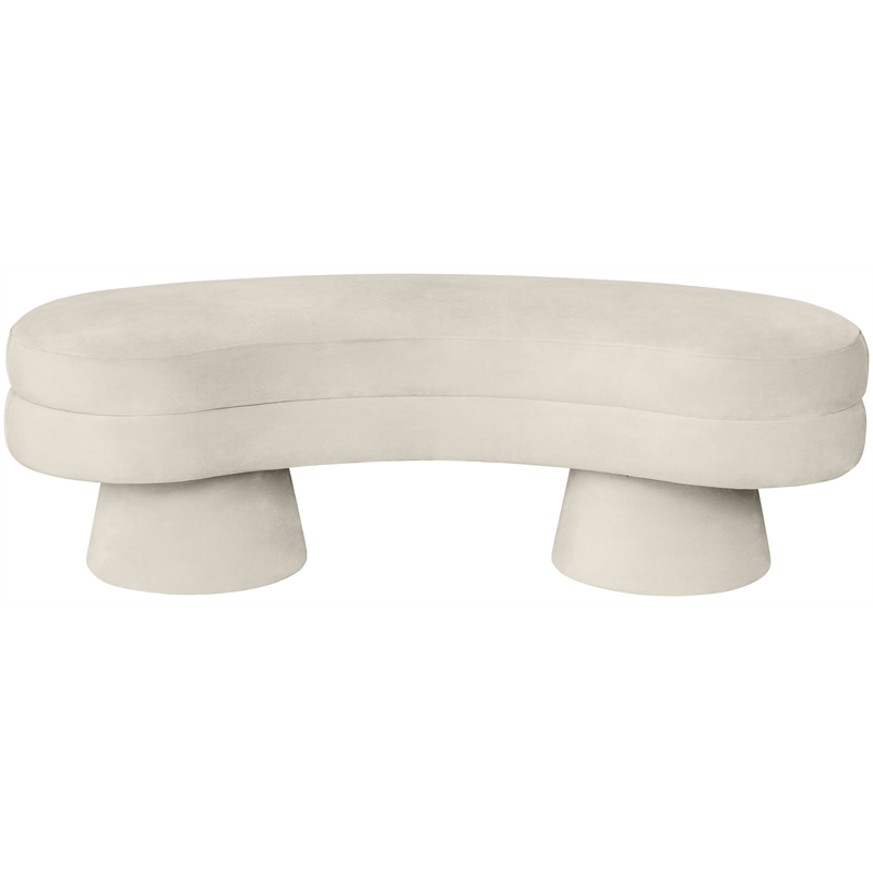 Meridian Furniture Zenna Cream Velvet Upholstered Bench