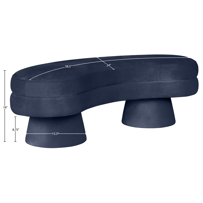 Meridian Furniture Zenna Navy Velvet Upholstered Bench