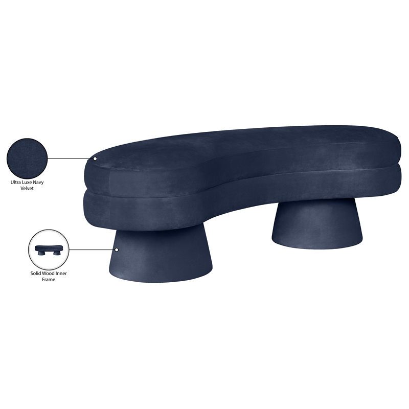 Meridian Furniture Zenna Navy Velvet Upholstered Bench