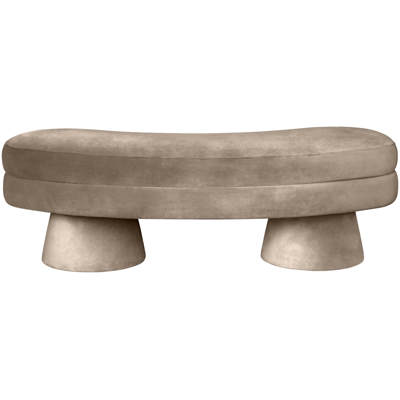 Meridian Furniture Zenna Taupe Velvet Upholstered Bench