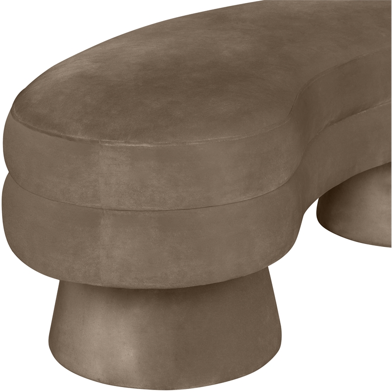 Meridian Furniture Zenna Taupe Velvet Upholstered Bench