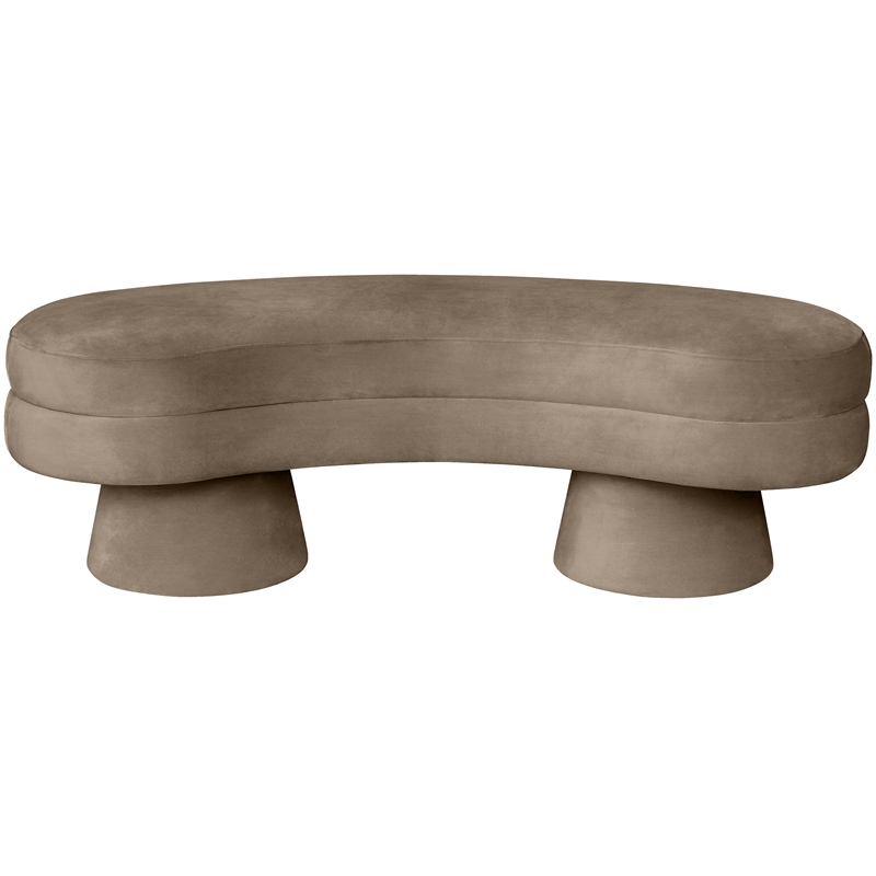 Meridian Furniture Zenna Taupe Velvet Upholstered Bench