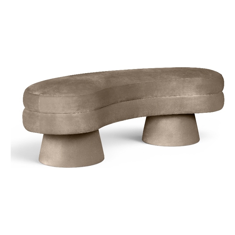 Meridian Furniture Zenna Taupe Velvet Upholstered Bench