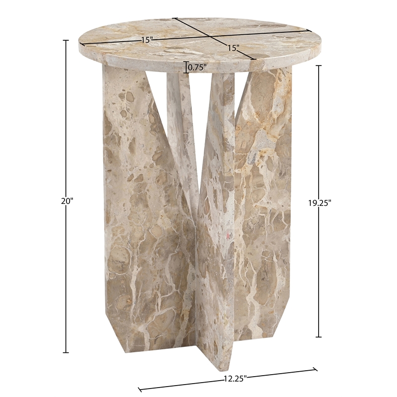 Meridian Furniture Alba Beige Genuine Marble End / Side Table