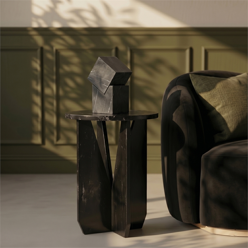 Meridian Furniture Alba Black Genuine Marble End / Side Table