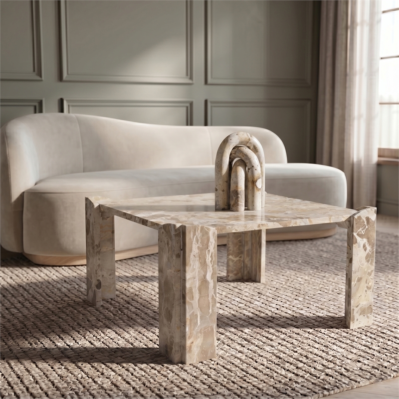 Meridian Furniture Ravello Beige Genuine Marble Coffee Table