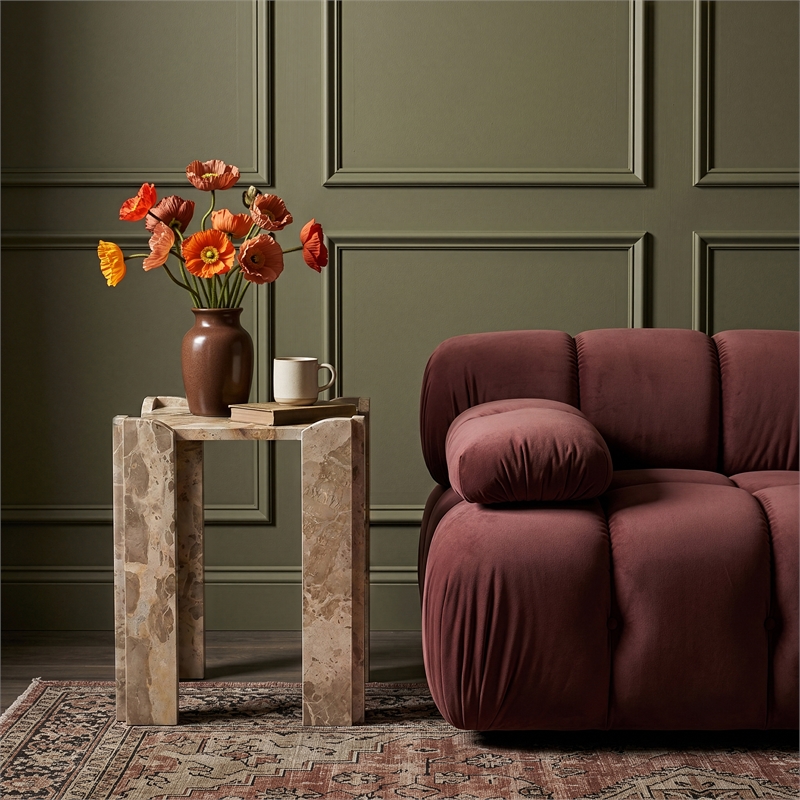 Meridian Furniture Ravello Beige Genuine Marble End / Side Table