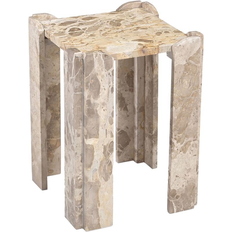 Meridian Furniture Ravello Beige Genuine Marble End / Side Table