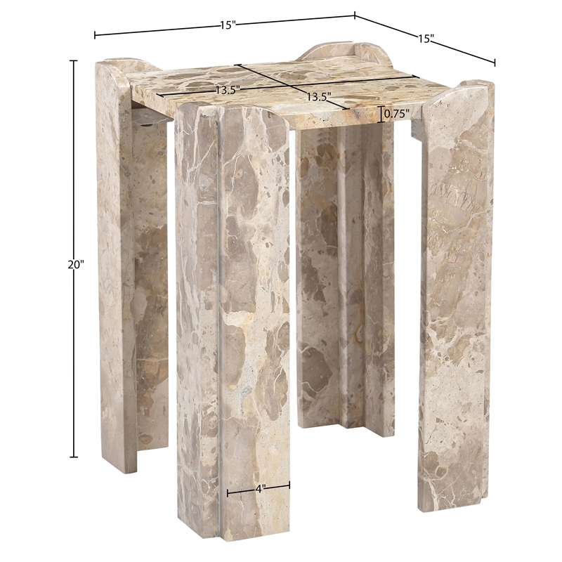 Meridian Furniture Ravello Beige Genuine Marble End / Side Table