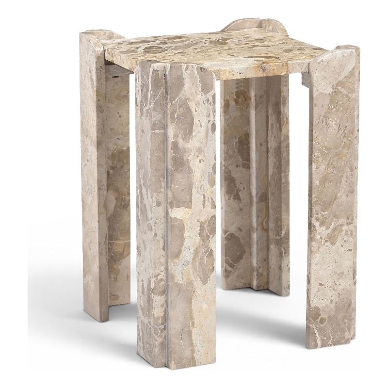 Meridian Furniture Ravello Beige Genuine Marble End / Side Table