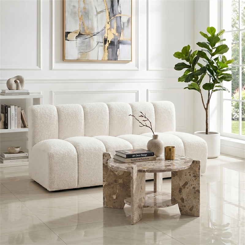 Meridian Furniture Soriano Beige Genuine Marble Coffee Table