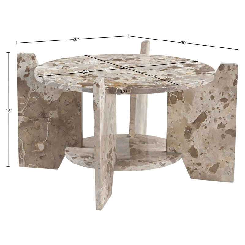 Meridian Furniture Soriano Beige Genuine Marble Coffee Table