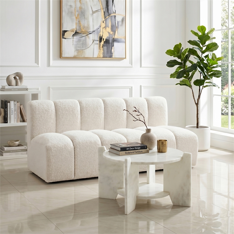 Meridian Furniture Soriano White Genuine Marble Coffee Table
