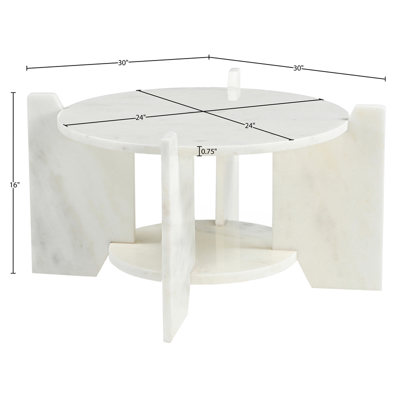 Meridian Furniture Soriano White Genuine Marble Coffee Table