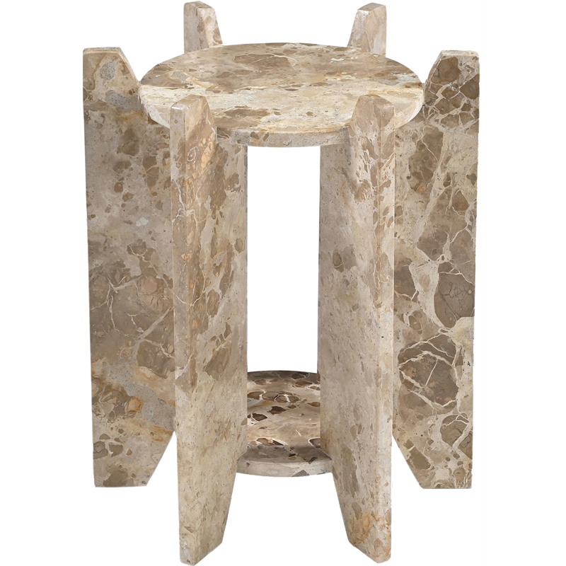 Meridian Furniture Soriano Beige Genuine Marble End / Side Table