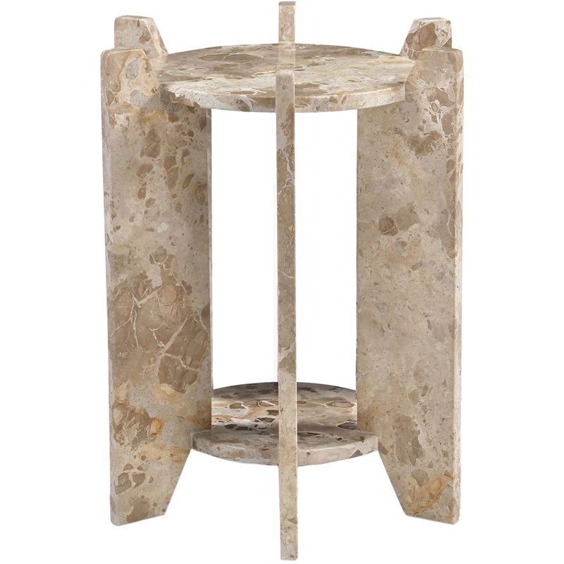 Meridian Furniture Soriano Beige Genuine Marble End / Side Table