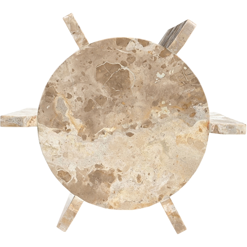 Meridian Furniture Soriano Beige Genuine Marble End / Side Table
