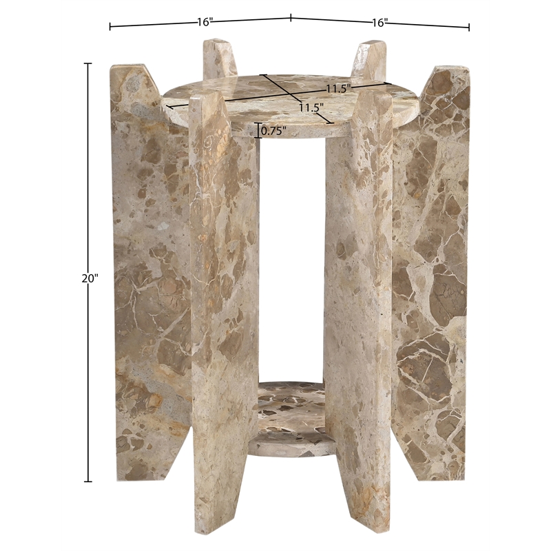 Meridian Furniture Soriano Beige Genuine Marble End / Side Table