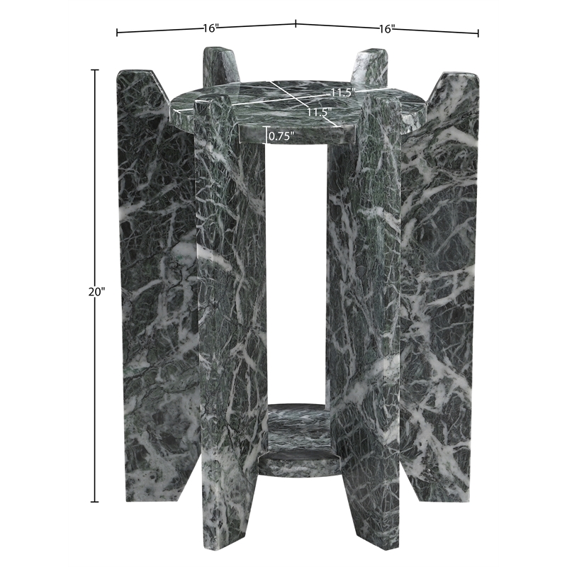 Meridian Furniture Soriano Green Genuine Marble End / Side Table