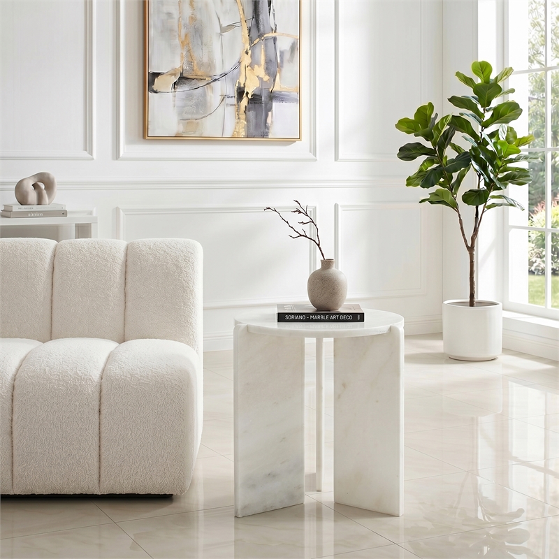 Meridian Furniture Soriano White Genuine Marble End / Side Table