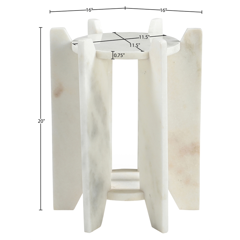 Meridian Furniture Soriano White Genuine Marble End / Side Table