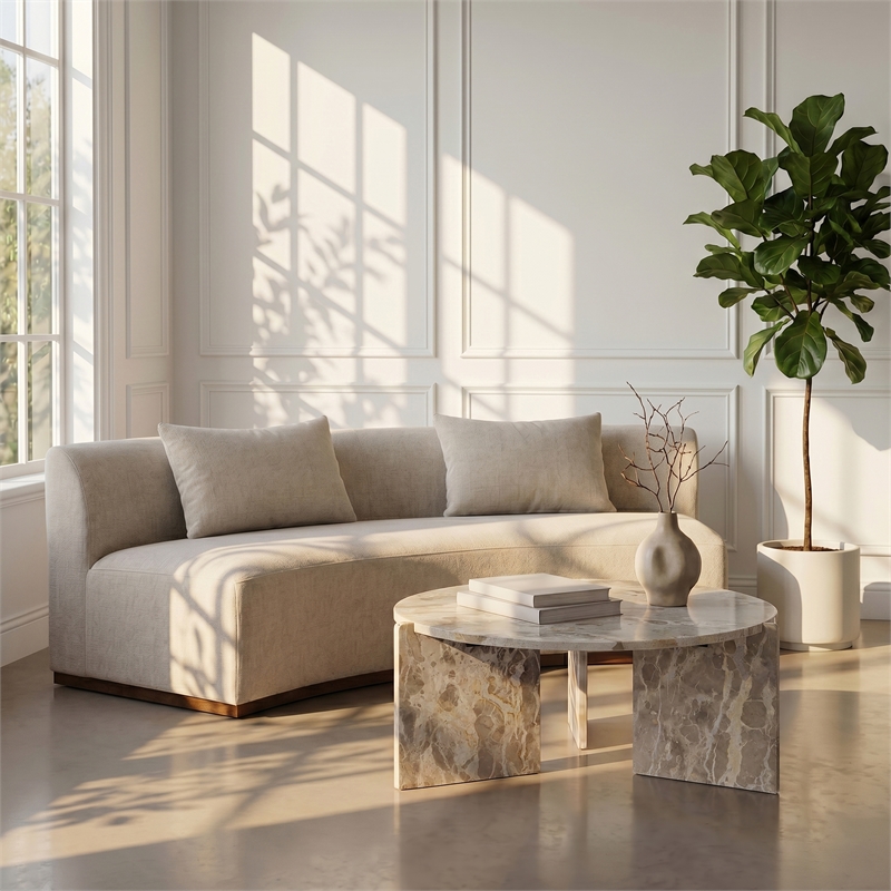 Meridian Furniture Vernazza Beige Genuine Marble Coffee Table