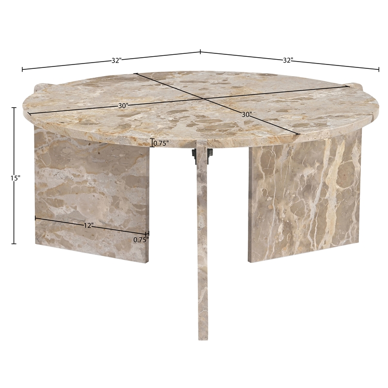Meridian Furniture Vernazza Beige Genuine Marble Coffee Table
