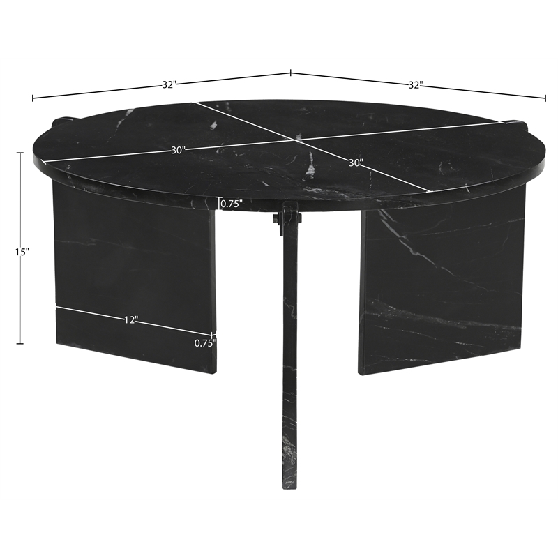 Meridian Furniture Vernazza Black Genuine Marble Coffee Table