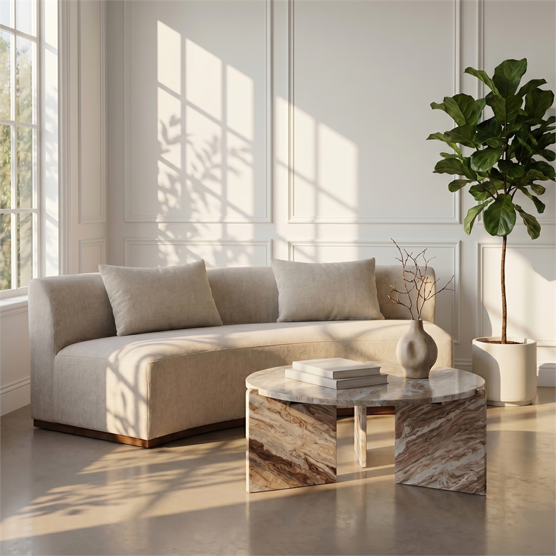Meridian Furniture Vernazza Brown Genuine Marble Coffee Table