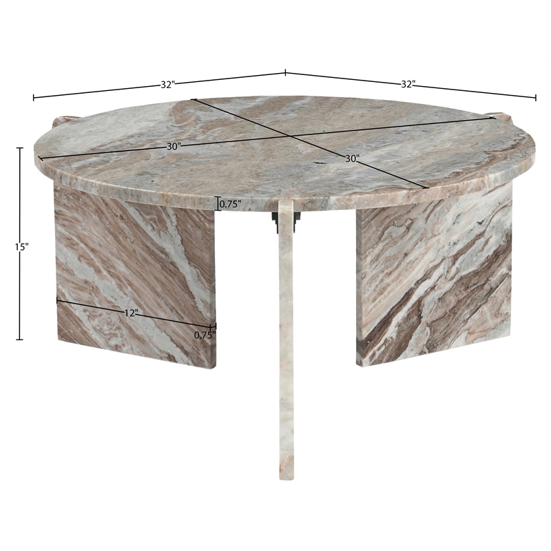 Meridian Furniture Vernazza Brown Genuine Marble Coffee Table