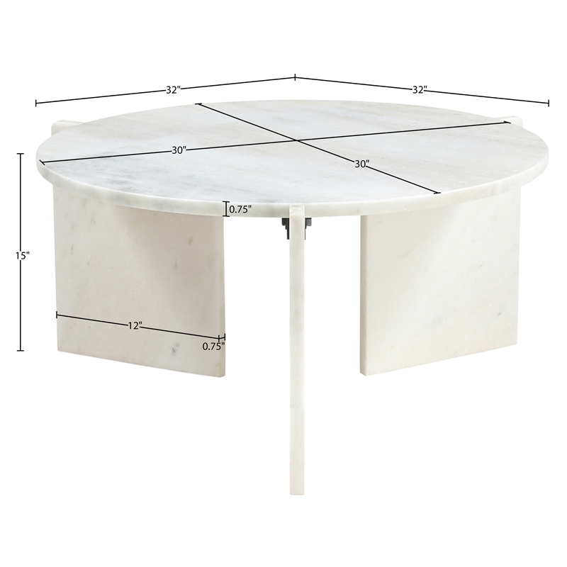 Meridian Furniture Vernazza White Genuine Marble Coffee Table
